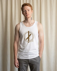 Nauthiz Need-Fire Rune Tank Top - Lightweight Ring-Spun Jersey - Unisex White