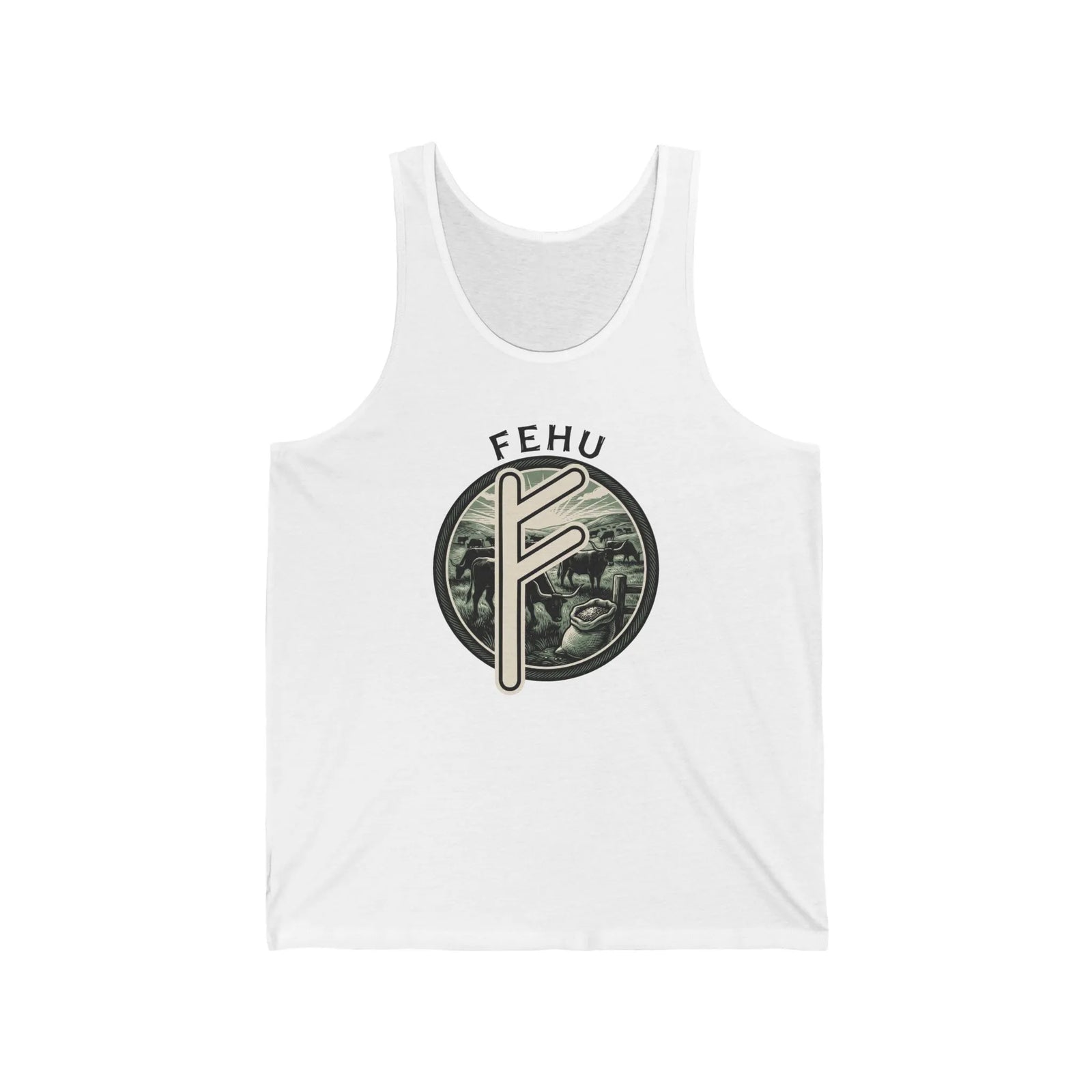 Fehu Rune Wealth Symbol Tank Top - Lightweight Retail Fit Jersey - Unisex Athletic Heather
