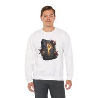 Wunjo Rune Blossom Sweatshirt - Heavy Blend Crewneck Fleece - Unisex Ash