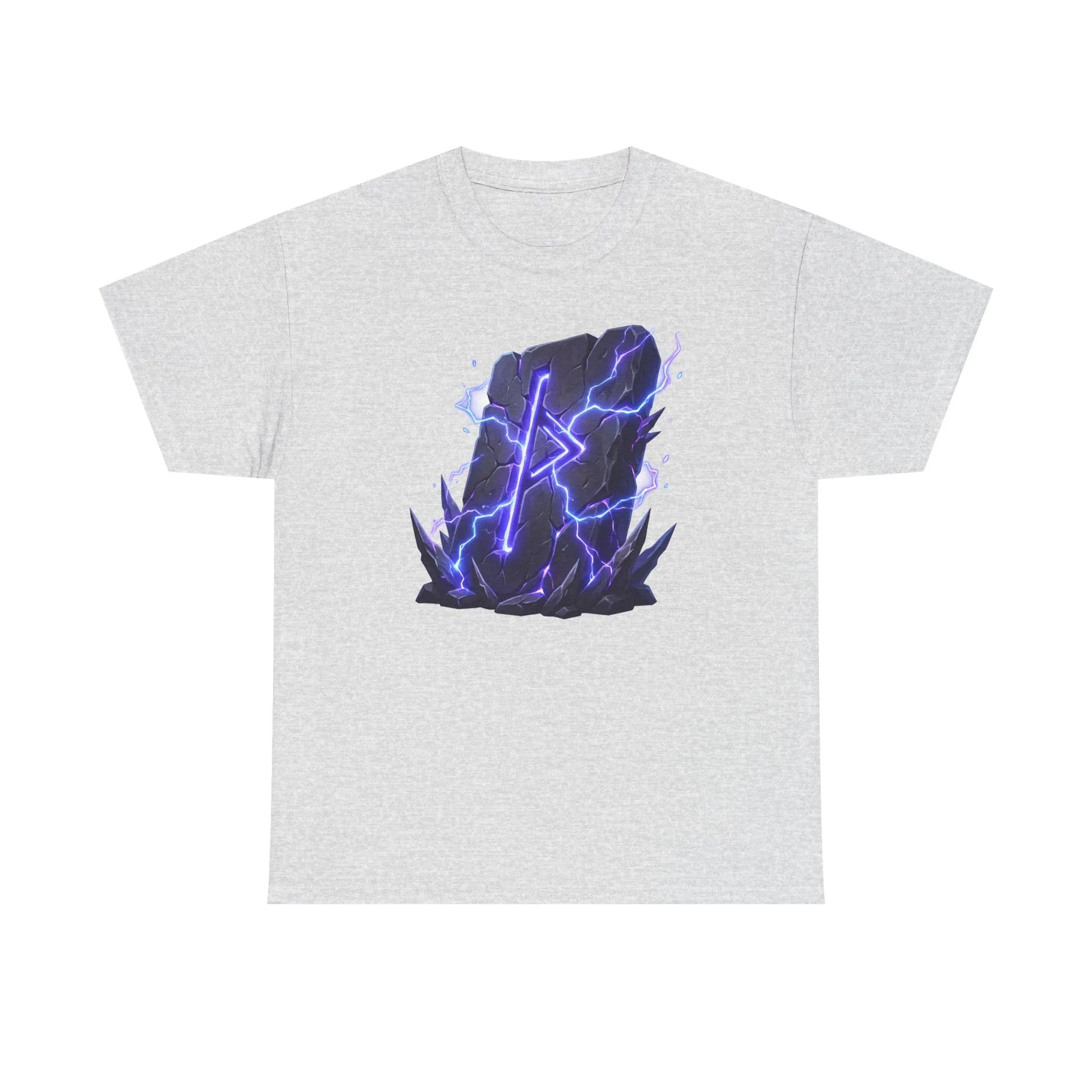 Thurisaz Rune Lightning Graphic T-Shirt - Heavy Cotton Classic Fit Tee - Unisex White