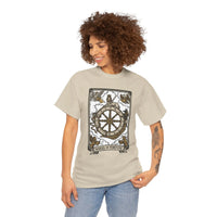 Wheel of Fortune Tarot Graphic T-Shirt - Heavyweight Cotton Classic Fit - Unisex White