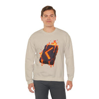 Kenaz Rune Fire Graphic Sweatshirt - Heavy Blend Fleece Crewneck - Unisex White