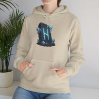 Hagalaz Rune Stone Graphic Hoodie - Heavy Blend Fleece Pullover - Unisex White