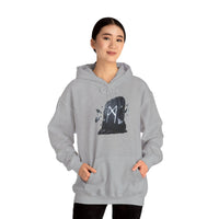 Mannaz Rune Humanity Reflection Hoodie - Heavyweight Fleece Pullover - Unisex White