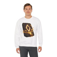 Ingwaz Rune Sacred Seed Sweatshirt - Classic Fit Heavy Blend Crewneck - Unisex White