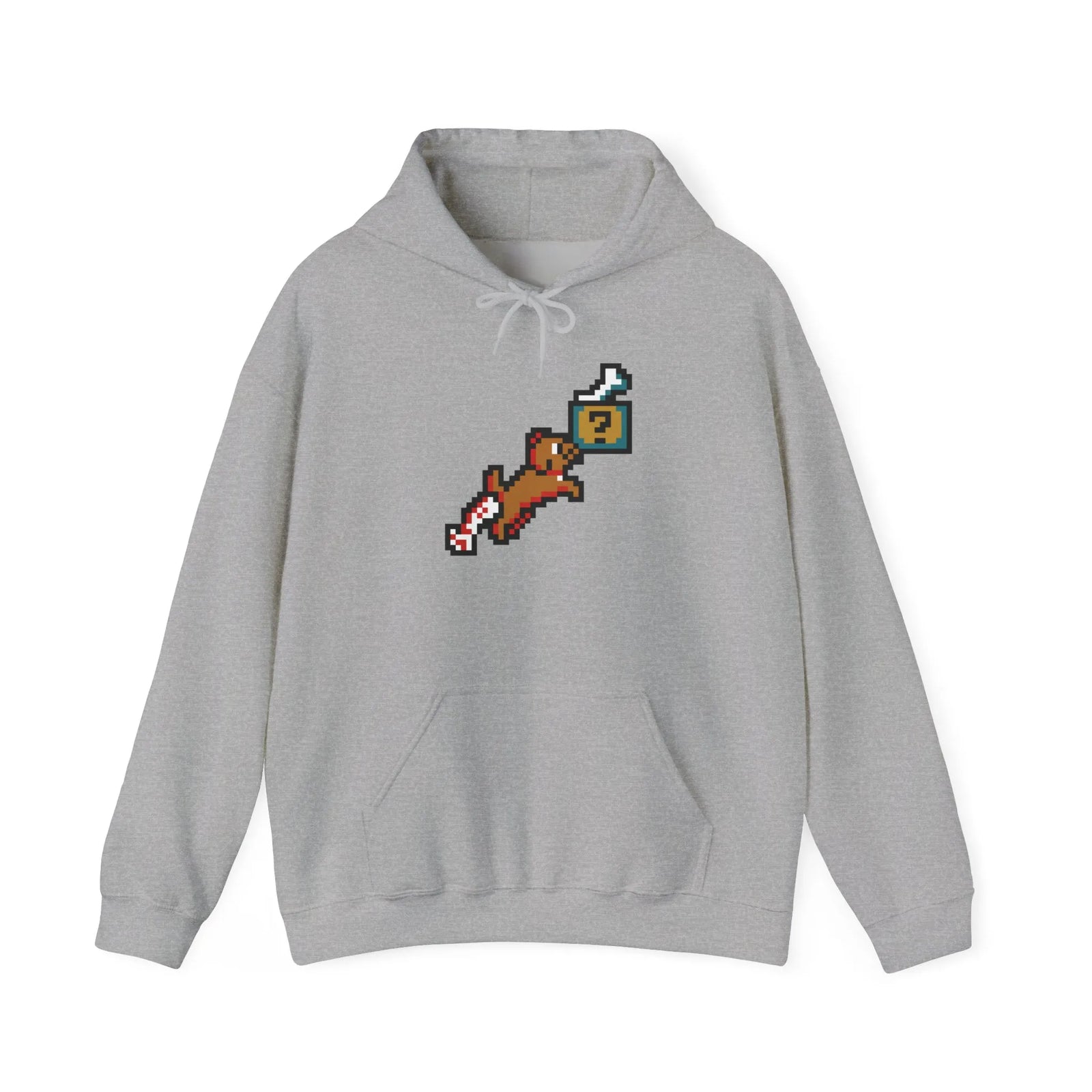 8-Bit Pixel Gaming Dog Fetch Quest Hoodie - Medium Heavy Blend Fleece Pullover - Unisex Off White
