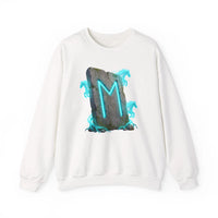 Ehwaz Rune Spirit Horse Sweatshirt - Heavy Blend Classic Fit Crewneck - Unisex White