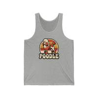 Poodle Retro 70s Sunset Tank Top - Soft Ringspun Cotton Jersey - Unisex White