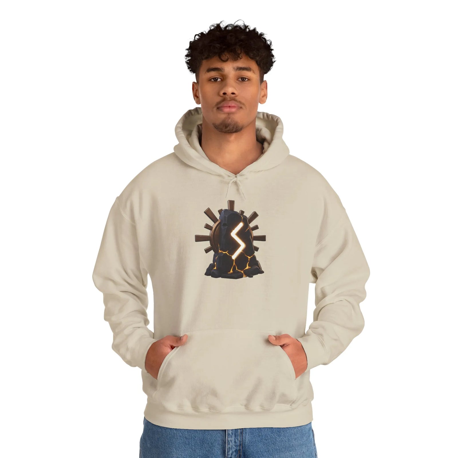 Sowulo Rune Sun Ray Hoodie - Heavy Blend Fleece Pullover - Unisex White