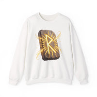 Raido Rune Journey Wheel Sweatshirt - Heavy Blend Classic Crewneck - Unisex White