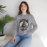 Skull Throne Heavy Metal Rocker Dogs Sweatshirt - Heavy Blend Cotton Poly Crewneck - Unisex White