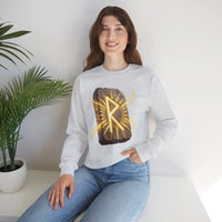 Raido Rune Journey Wheel Sweatshirt - Heavy Blend Classic Crewneck - Unisex White