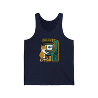 Arcade Night 8-Bit Pixel Gaming Cats Tank Top - Lightweight 100% Cotton Jersey - Unisex White