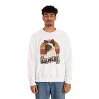 Siamese Retro 70s Sunset Sweatshirt - Heavy Blend Fleece Crewneck - Unisex Ash