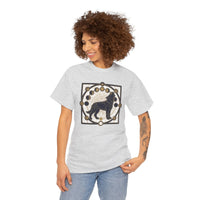 Sacred Geometry Spirit Dog Howl T-Shirt - Heavyweight Cotton Classic Fit Tee - Unisex White