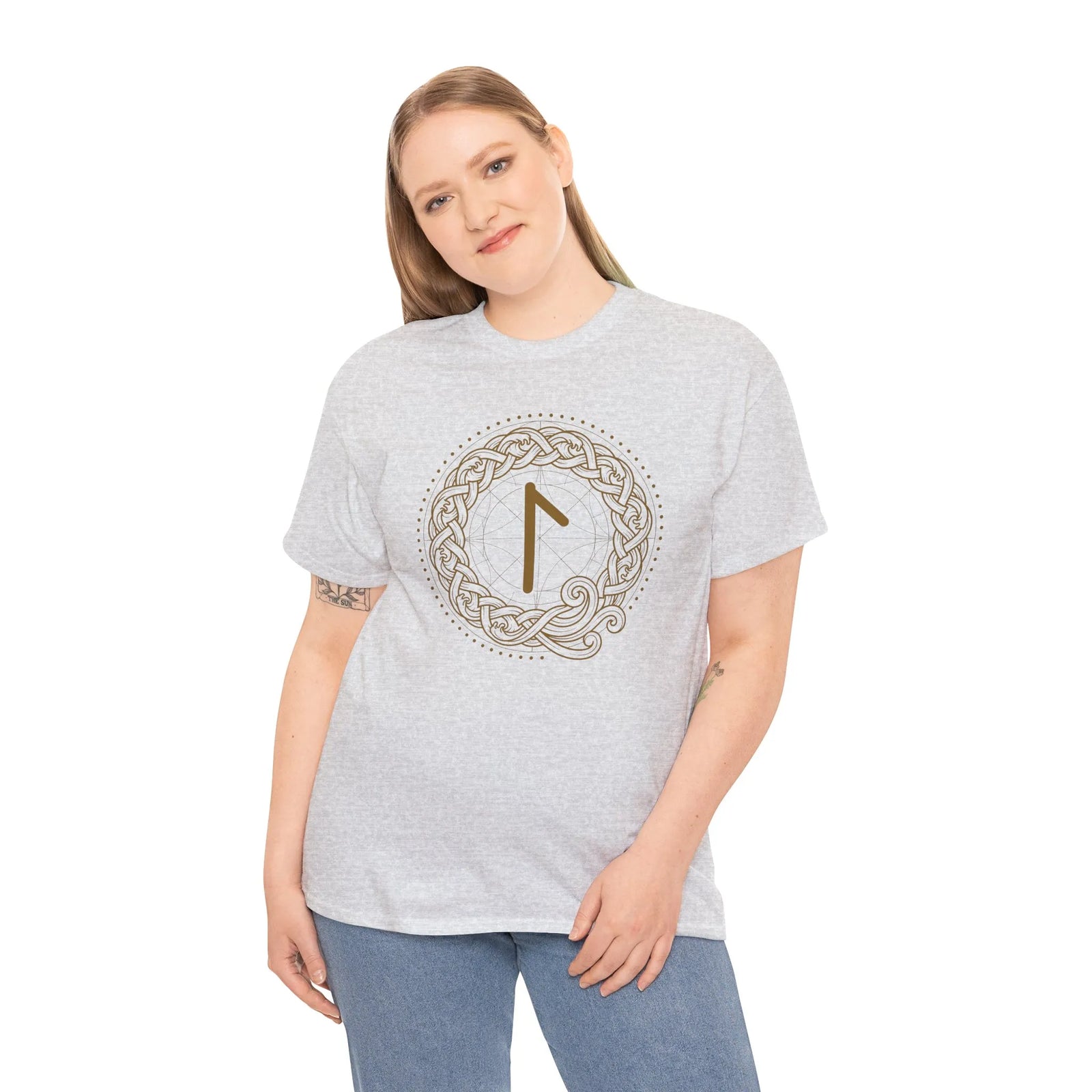 Laguz Rune Norse Knotwork T-Shirt - Heavy Cotton Classic Fit Tee - Unisex White