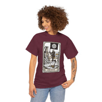 Death Tarot Card Knight Graphic T-Shirt - Heavyweight 100% Cotton Classic Fit Tee - Unisex White