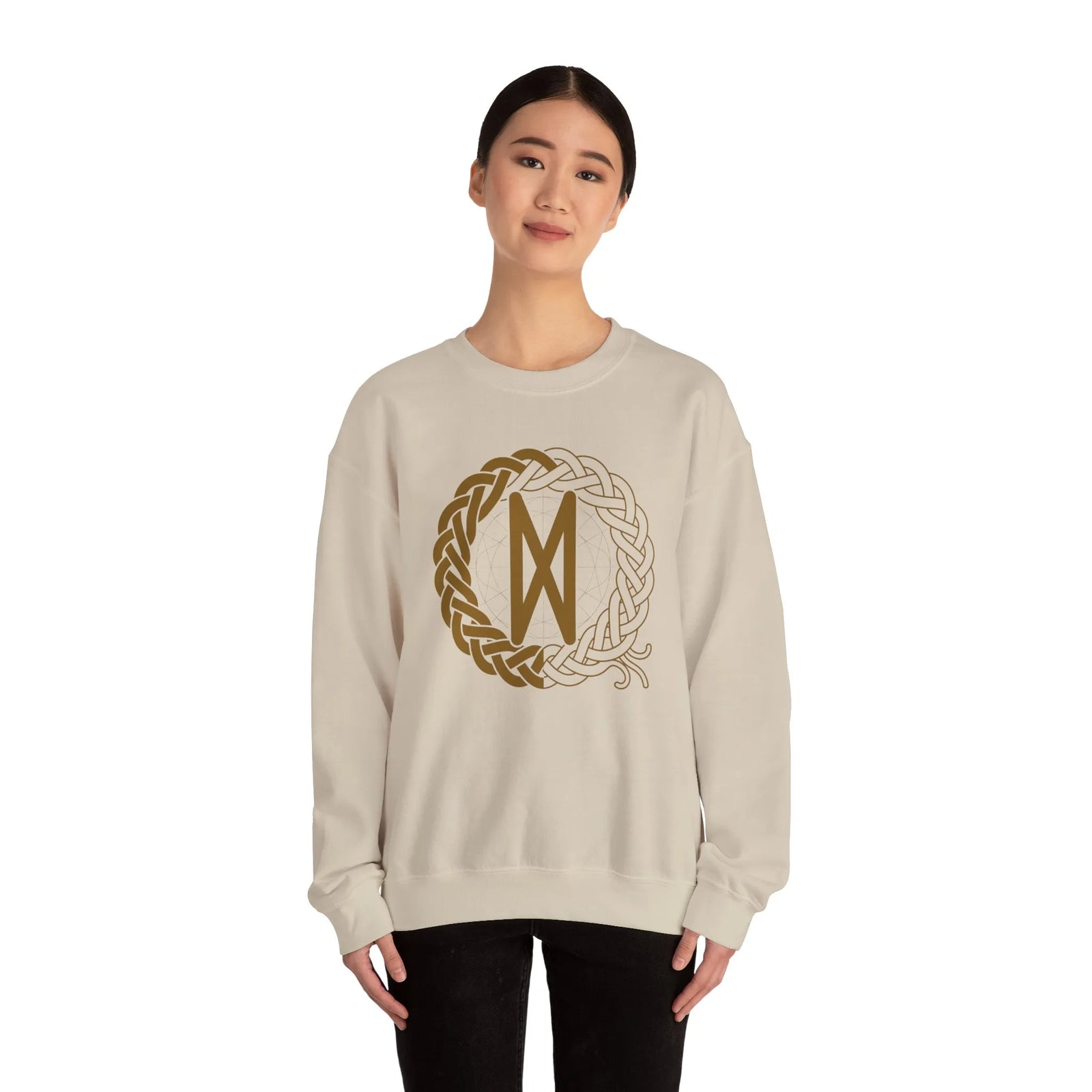 Dagaz Rune Dawn & Dusk Sweatshirt - Heavy Blend Classic Fit Crewneck - Unisex White
