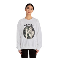 Mannaz Humanity Rune Graphic Sweatshirt - Heavy Blend Fleece Crewneck - Unisex White