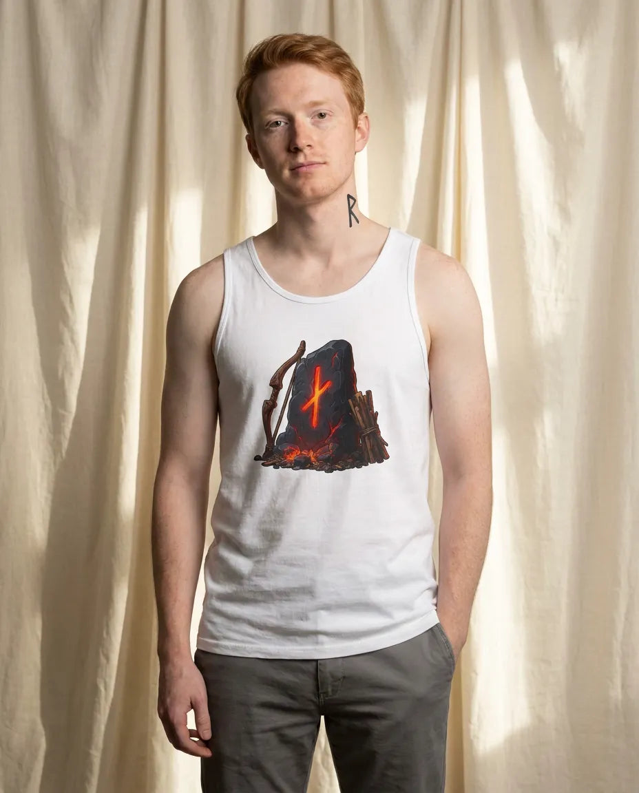 Nauthiz Rune Graphic Tank Top - Lightweight Ring-Spun Cotton Jersey - Unisex Athletic Heather
