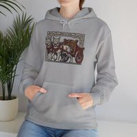 Freyja's Sacred Cats Chariot Graphic Hoodie - Cozy Fleece Pullover Hoodie - Unisex Off White