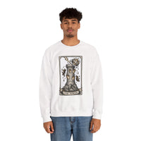 The Tower Tarot Card Sweatshirt - Heavy Blend Fleece Crewneck - Unisex White