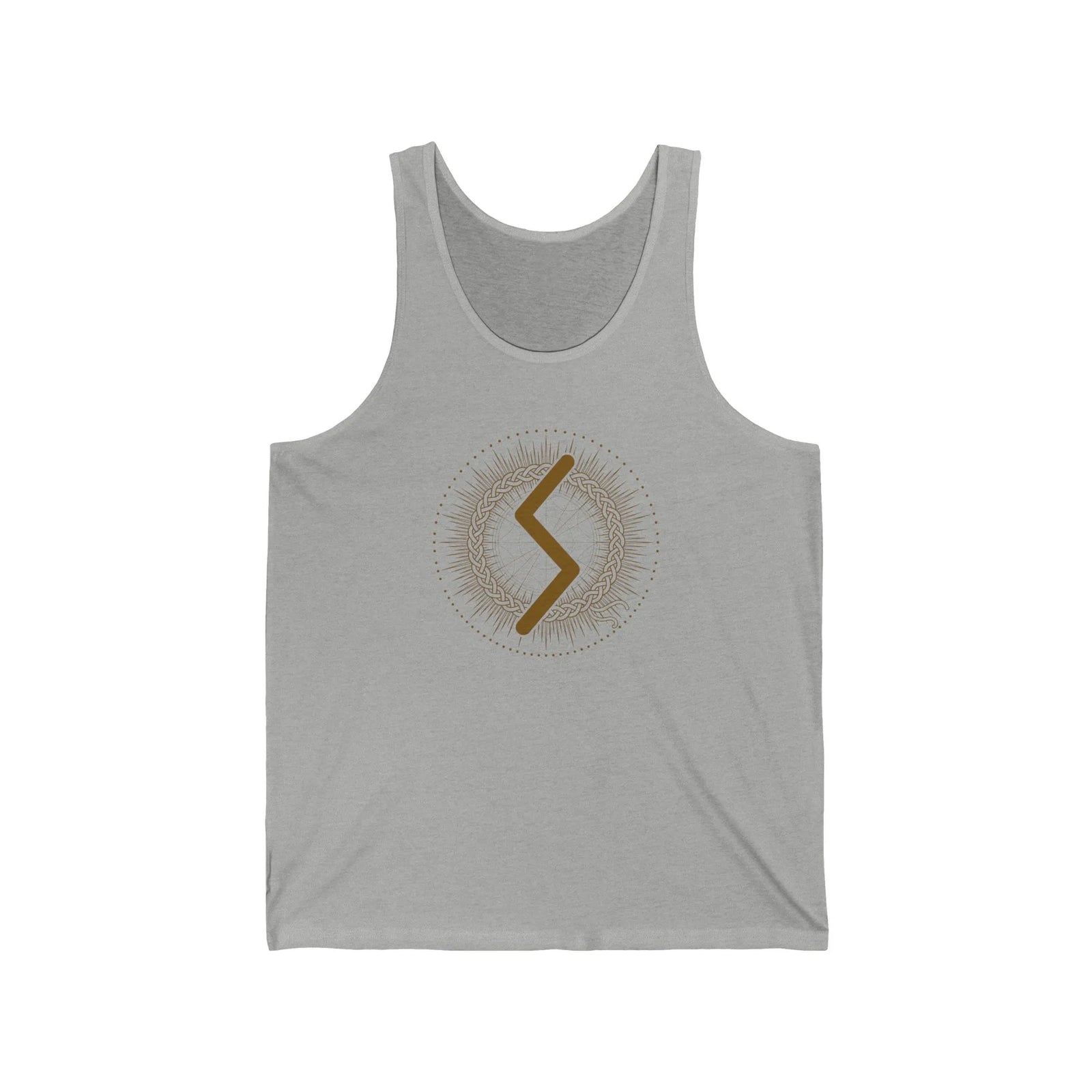 Sowulo Rune Sun Graphic Tank Top - Lightweight Ringspun Cotton Jersey - Unisex White