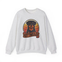 Rottweiler Retro Sunset Sweatshirt - Heavy Blend Fleece Crewneck - Unisex White