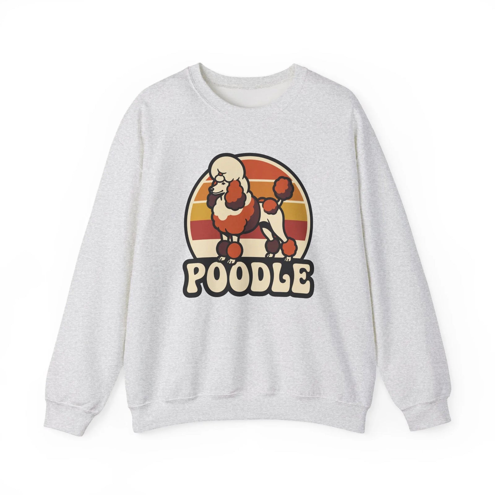 Poodle Retro 70s Sunset Sweatshirt - Heavy Blend Fleece Crewneck - Unisex White
