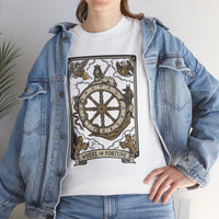 Wheel of Fortune Tarot Graphic T-Shirt - Heavyweight Cotton Classic Fit - Unisex White