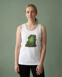 Fehu Rune Wealth Symbol Tank Top - Lightweight Cotton Jersey Retail Fit - Unisex White
