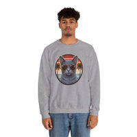 Russian Blue Cat Aviator Sunglasses Sweatshirt - Heavy Blend Fleece Crewneck - Unisex White