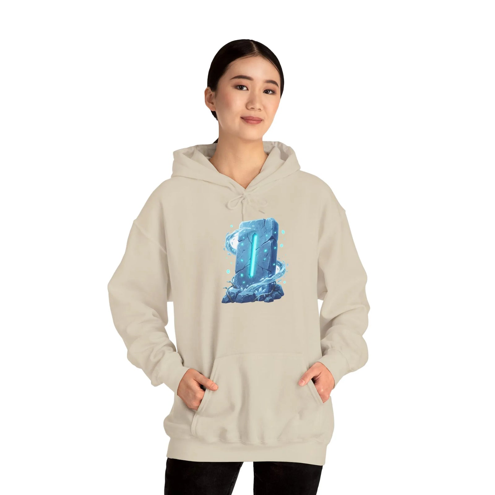 Isa Rune Ice Hoodie - Heavy Blend Cotton Blend Pullover - Unisex White