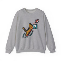 8-Bit Pixel Gaming Cats Sweatshirt - Heavy Blend Fleece Crewneck - Unisex White