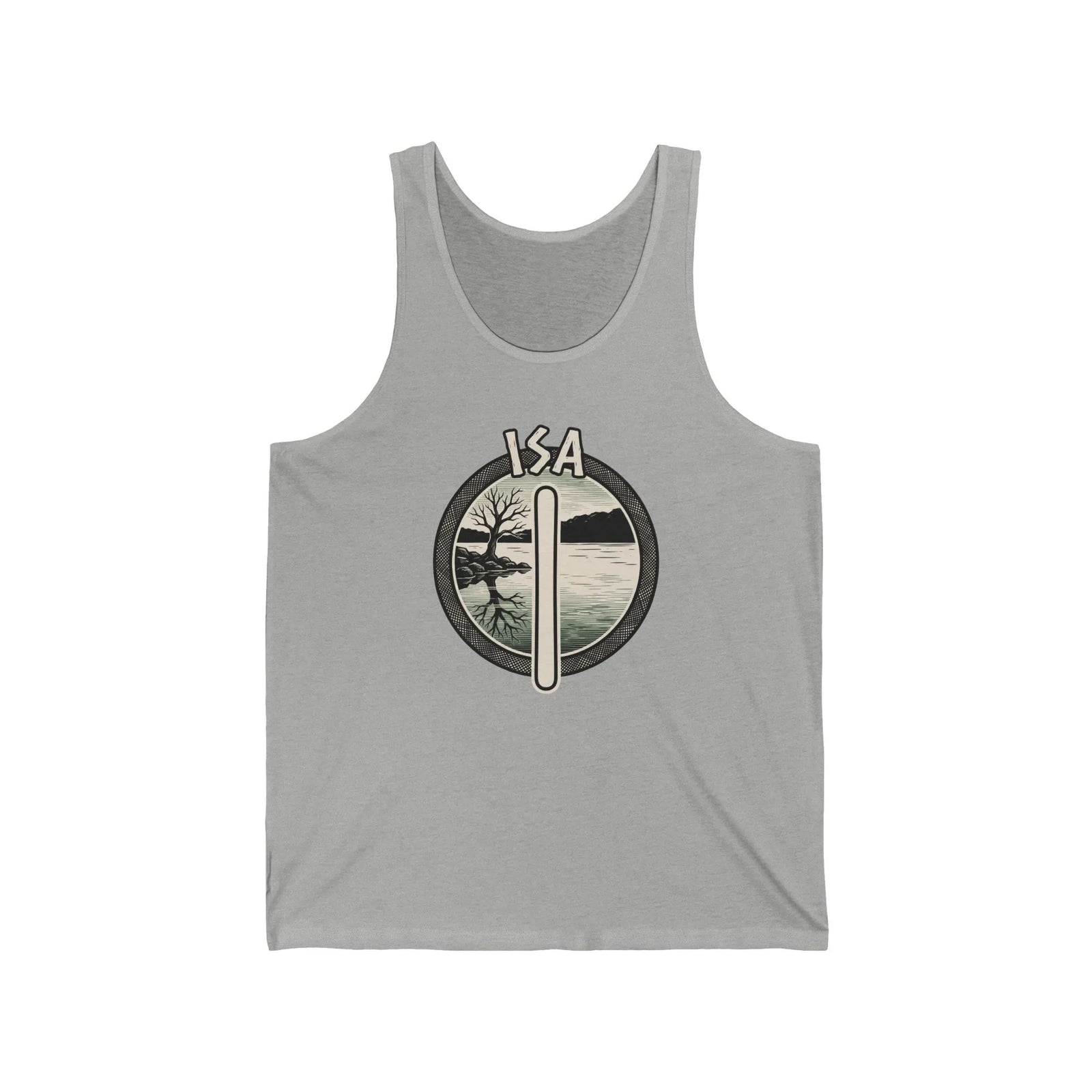 Isa Rune Tree Landscape Tank Top - Soft Combed Cotton Jersey Tank - Unisex White