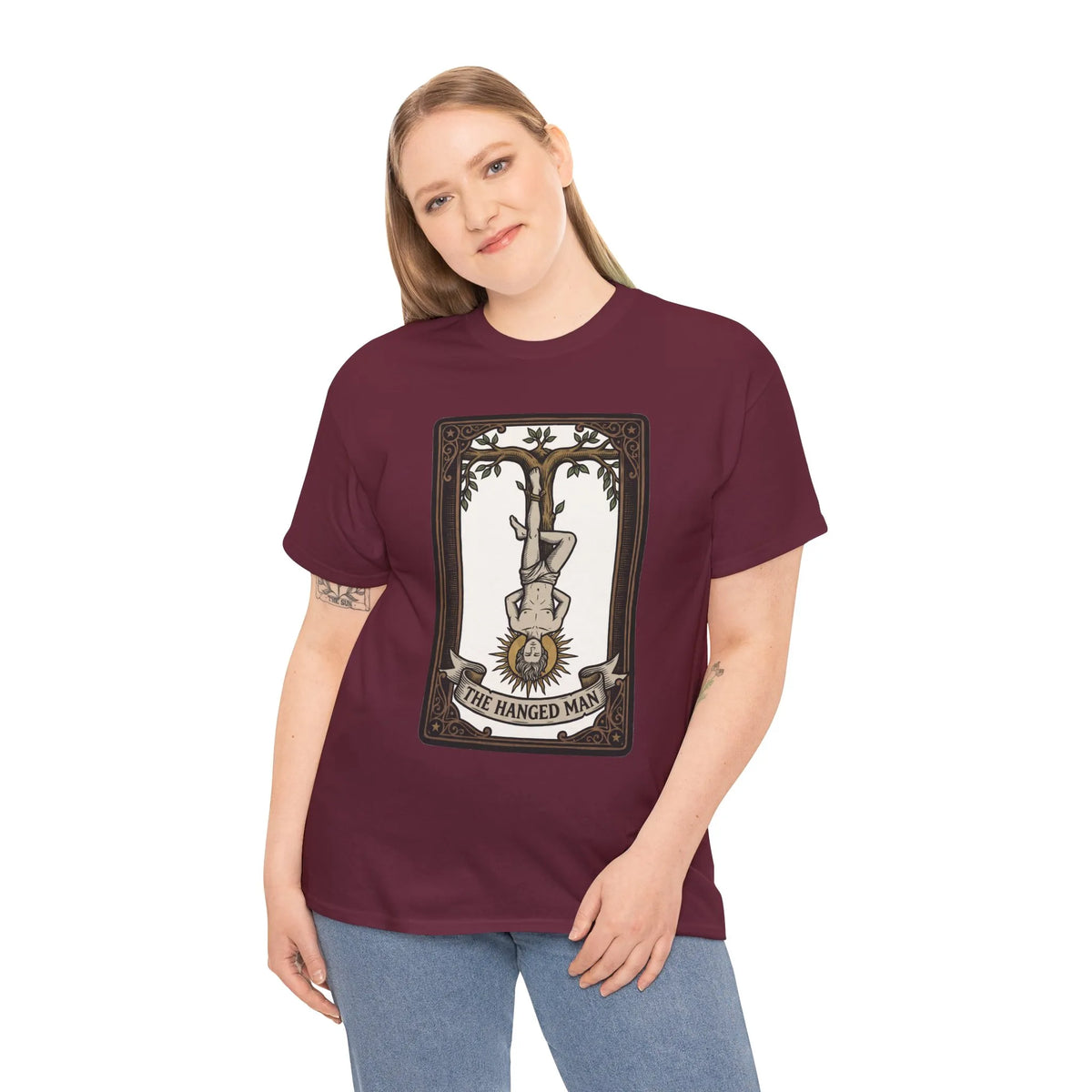 The Hanged Man Tarot Card T-Shirt - Heavy Cotton Classic Fit Tee - Unisex White