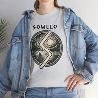 Sowulo Rune Sun & Sea Graphic T-Shirt - Heavy Cotton Classic Fit Tee - Unisex White