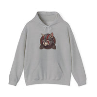 Viking Berserker Cat Warpaint Hoodie - Soft Cotton-Poly Fleece Pullover - Unisex Ash
