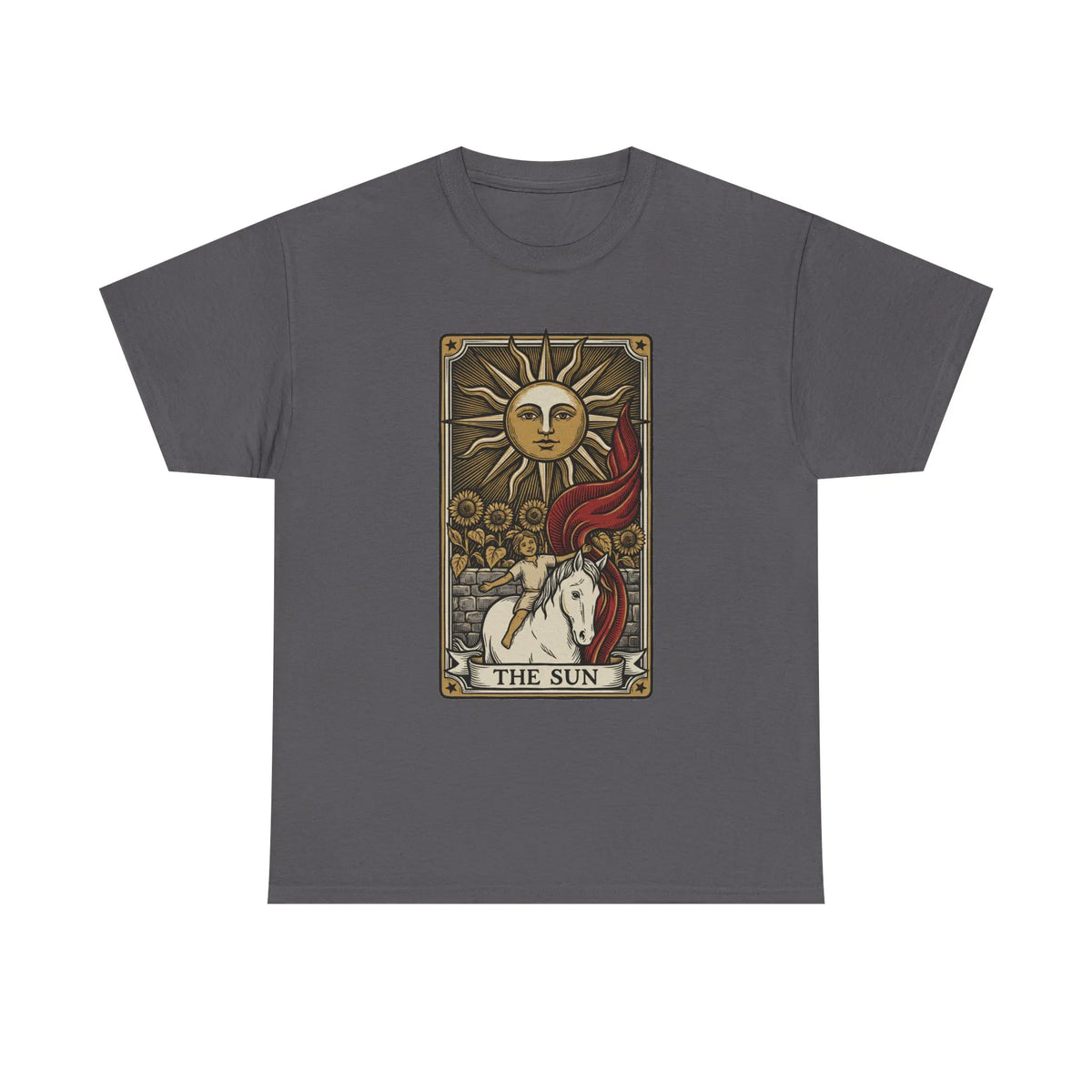 Tarot The Sun Card T-Shirt - Medium Weight 100% Cotton Tee - Unisex White