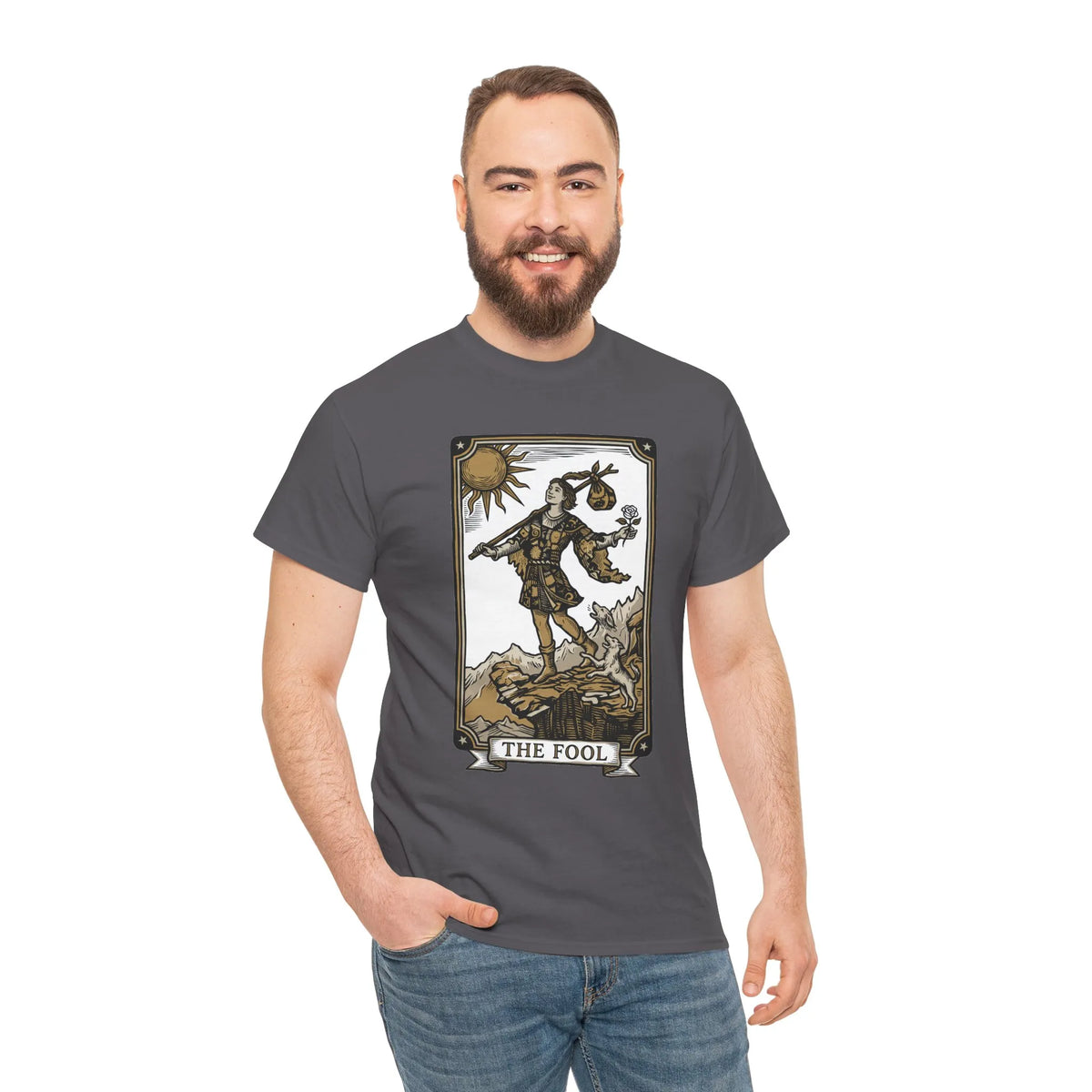 The Fool Tarot Card Graphic T-Shirt - Heavy Cotton Classic Fit Tee - Unisex White