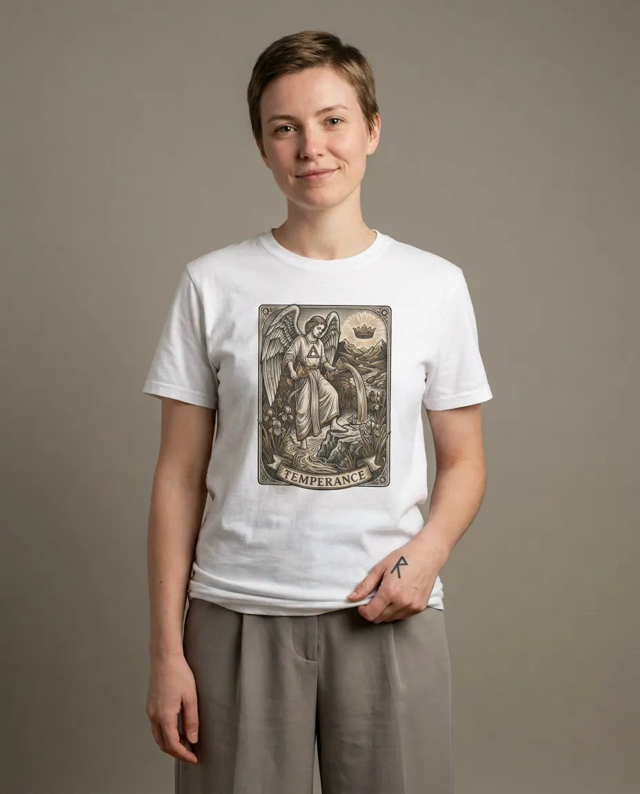 Temperance Angel Tarot Card T-Shirt - Heavy Cotton Classic Fit Tee - Unisex White