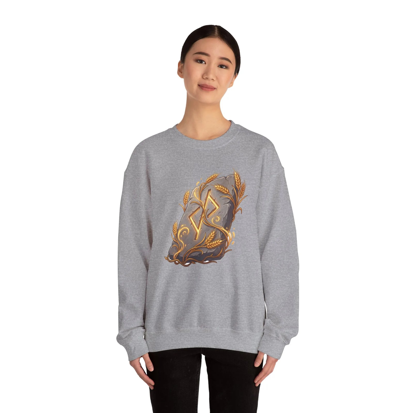Jera Rune Harvest Graphic Sweatshirt - Heavy Blend Cotton Polyester Crewneck - Unisex White