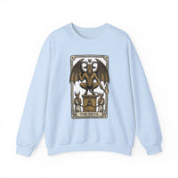 Devil Tarot Card Graphic Sweatshirt - Heavy Blend Fleece Crewneck - Unisex White