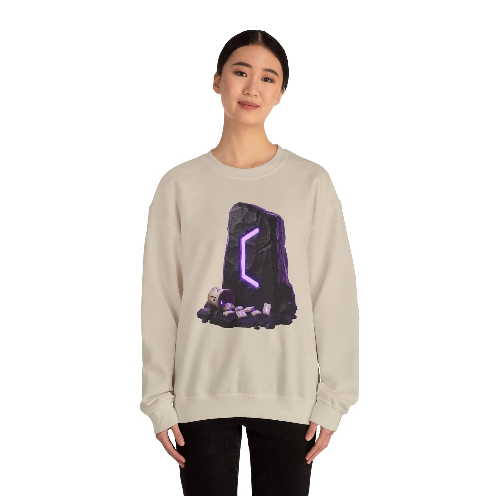 Perthro Rune Mystery Sweatshirt - Durable Cotton Poly Blend Crewneck - Unisex White
