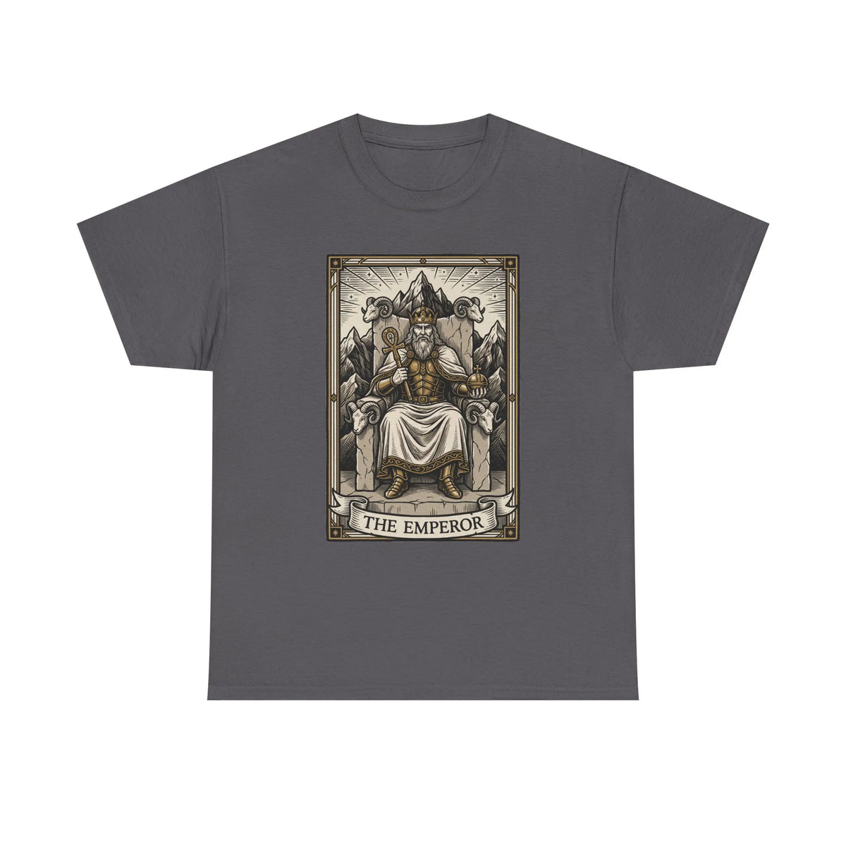 The Emperor Tarot Card T-Shirt - Heavy Cotton Classic Fit - Unisex White