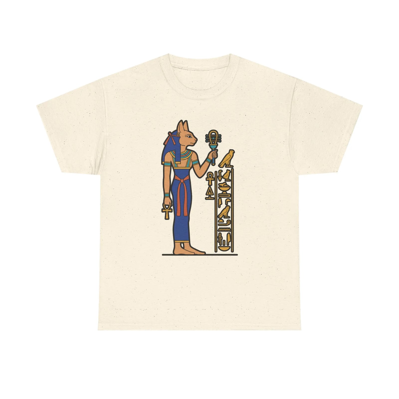 Bastet Sphynx Egyptian Pharaoh Cat T-Shirt - Heavy Cotton Classic Fit Tee - Unisex White