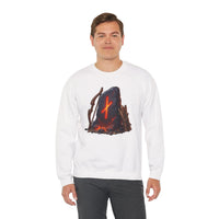 Nauthiz Rune Need-Fire Graphic Sweatshirt - Heavy Blend Crewneck Fleece - Unisex White