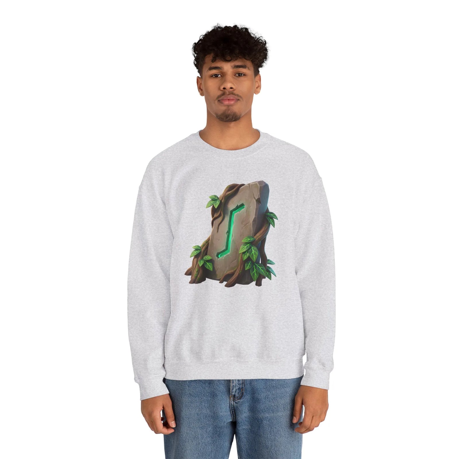 Eihwaz Rune Yggdrasil Tree Sweatshirt - Heavy Blend Classic Crewneck - Unisex Off White