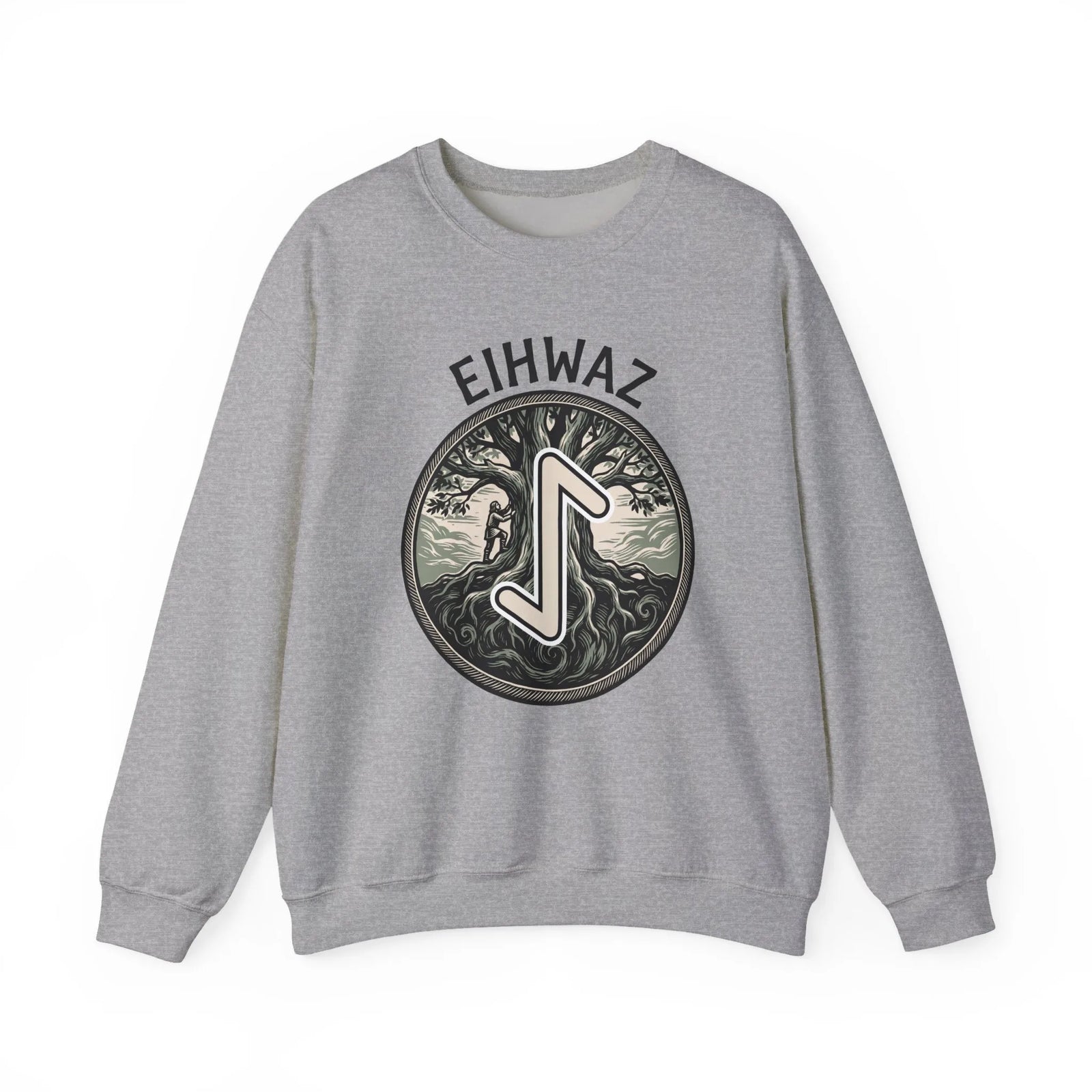 Eihwaz Yew Tree Rune Sweatshirt - Medium-Heavy Fleece Crewneck - Unisex White