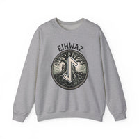 Eihwaz Yew Tree Rune Sweatshirt - Medium-Heavy Fleece Crewneck - Unisex White